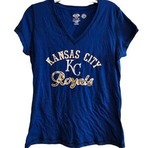 Medium Kansas City Royals Blue and Gold short sleeve Vneck tshirt